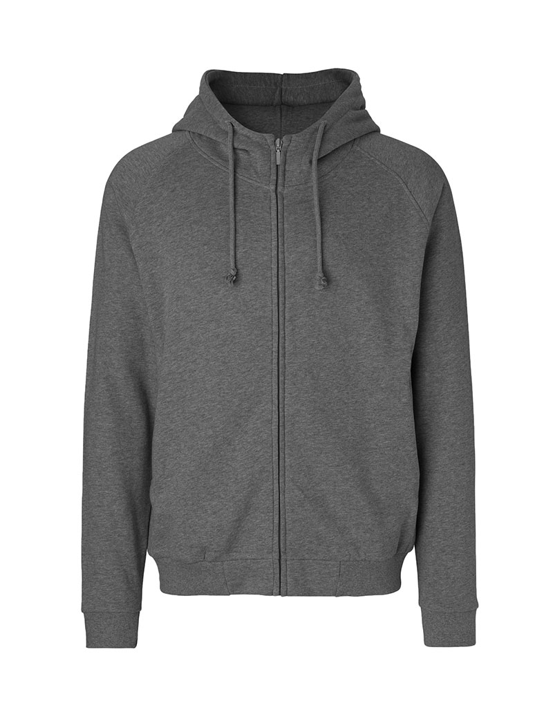 NEUTRAL Unisex Hidden Zip Hoodie, 100% Økologisk Fairtrade Bomuld-Mørkegrå Melange