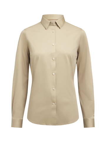 J. HARVEST & FROST IB132 Interlock Knit Contemporary Skjorte - Dame - Beige