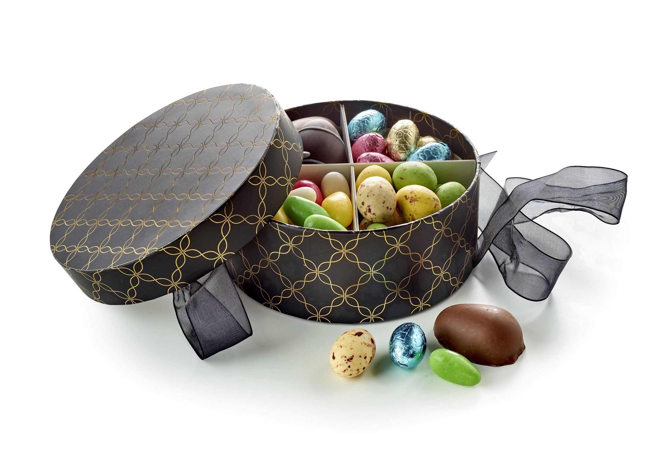 Rund Hatteæske, Familieæske, 400 g. - Sort