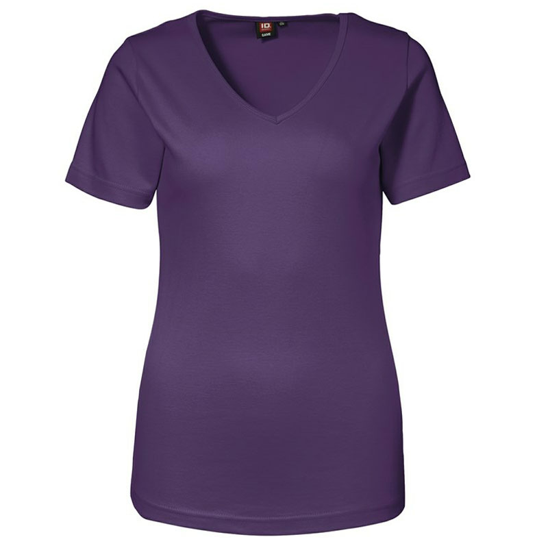 ID Interlock T-shirt Dame - V-hals - Lilla