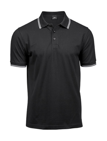 TEE JAYS Luxury Stripe Stretch Polo, Økologisk, herre - Sort