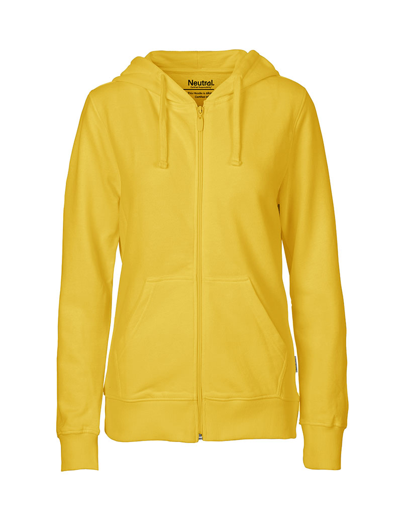 NEUTRAL Dame Zip Hoodie, 100% Økologisk Fairtrade Bomuld - Gul