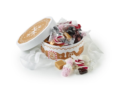 Hatteæske med Julemix, 300 g. - Hvid