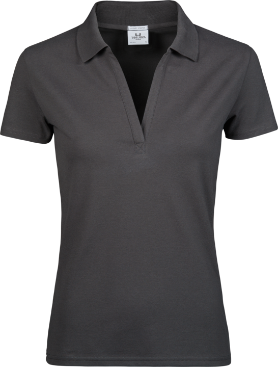 TEE JAYS Luxus v-hals Polo, Økologisk, dame - Mørkegrå