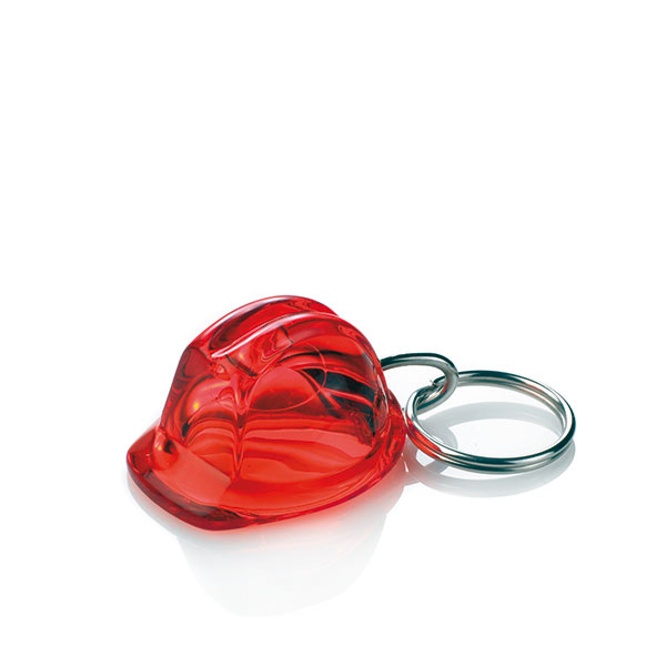 Hjelm nøglering - Genbrugs Akryl - Klar Rød