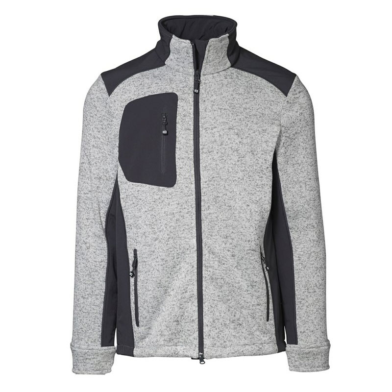 ID Strikfleece Cardigan - Grå melange