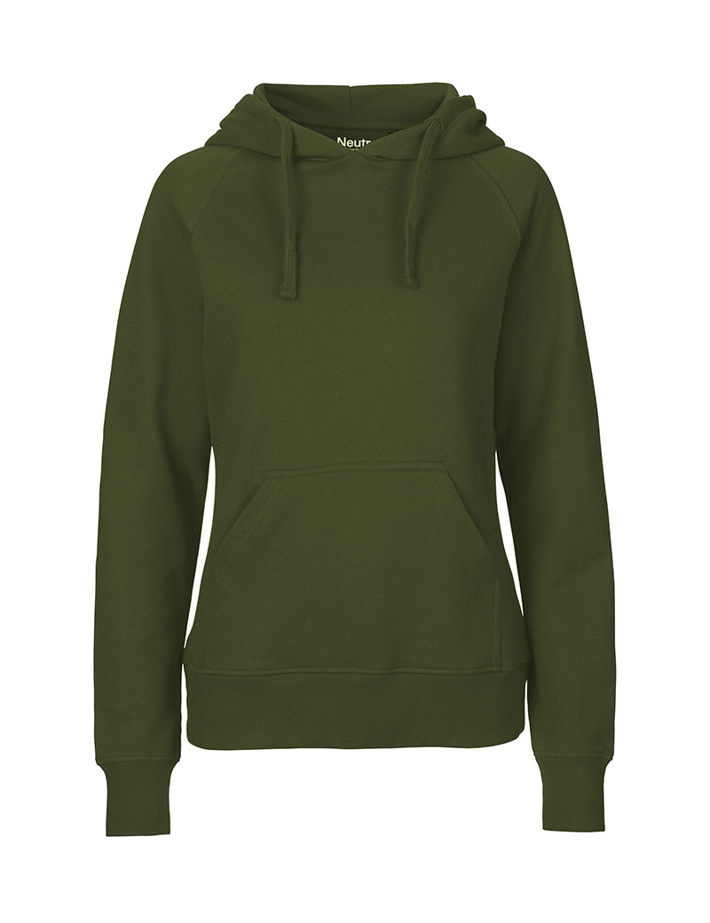 NEUTRAL Hoodie, Dame,  100% Økologisk Fairtrade Bomuld - Flaskegrøn