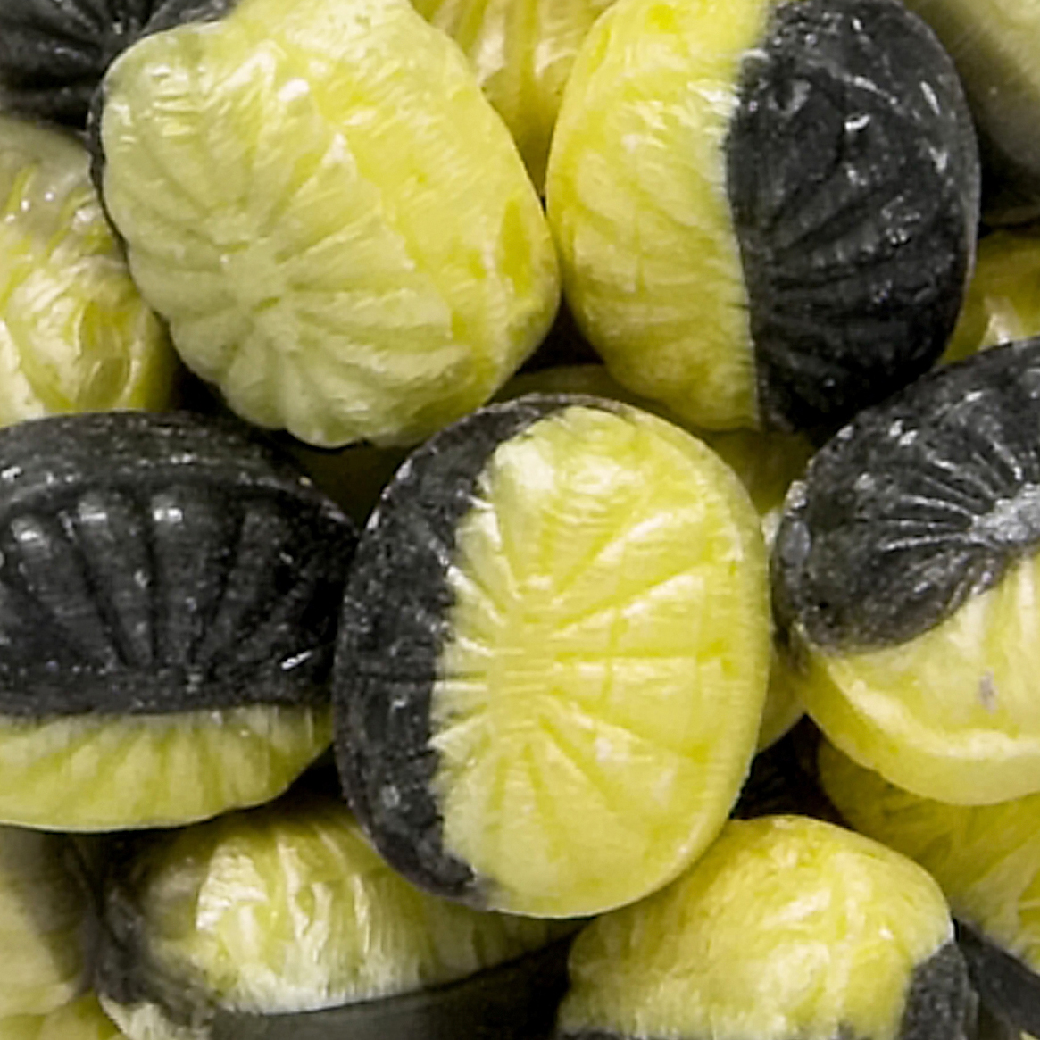 Danske Twistede Logo Veganske Bolsjer i komposterbar folie - Citron