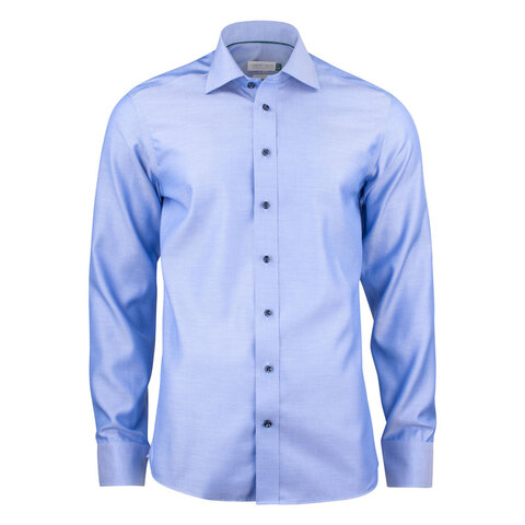 J. HARVEST & FROST GB01 Twill Regular Skjorte - Herre - Blå