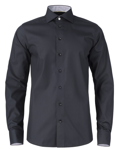 J. HARVEST & FROST YB51 Twill Regular Skjorte - Herre - Sort