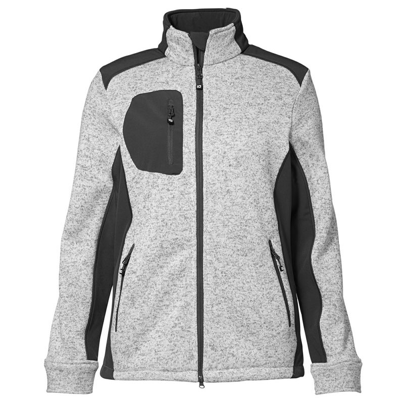 ID Strikfleece Cardigan Dame - Grå melange