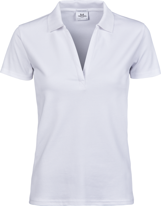 TEE JAYS Luxus v-hals Polo, Økologisk, dame - Hvid