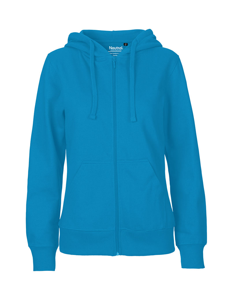 NEUTRAL Dame Zip Hoodie, 100% Økologisk Fairtrade Bomuld - Turkis