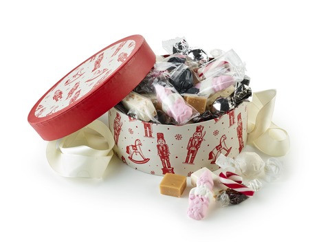 Hatteæske med Julemix, 300 g. - Rød