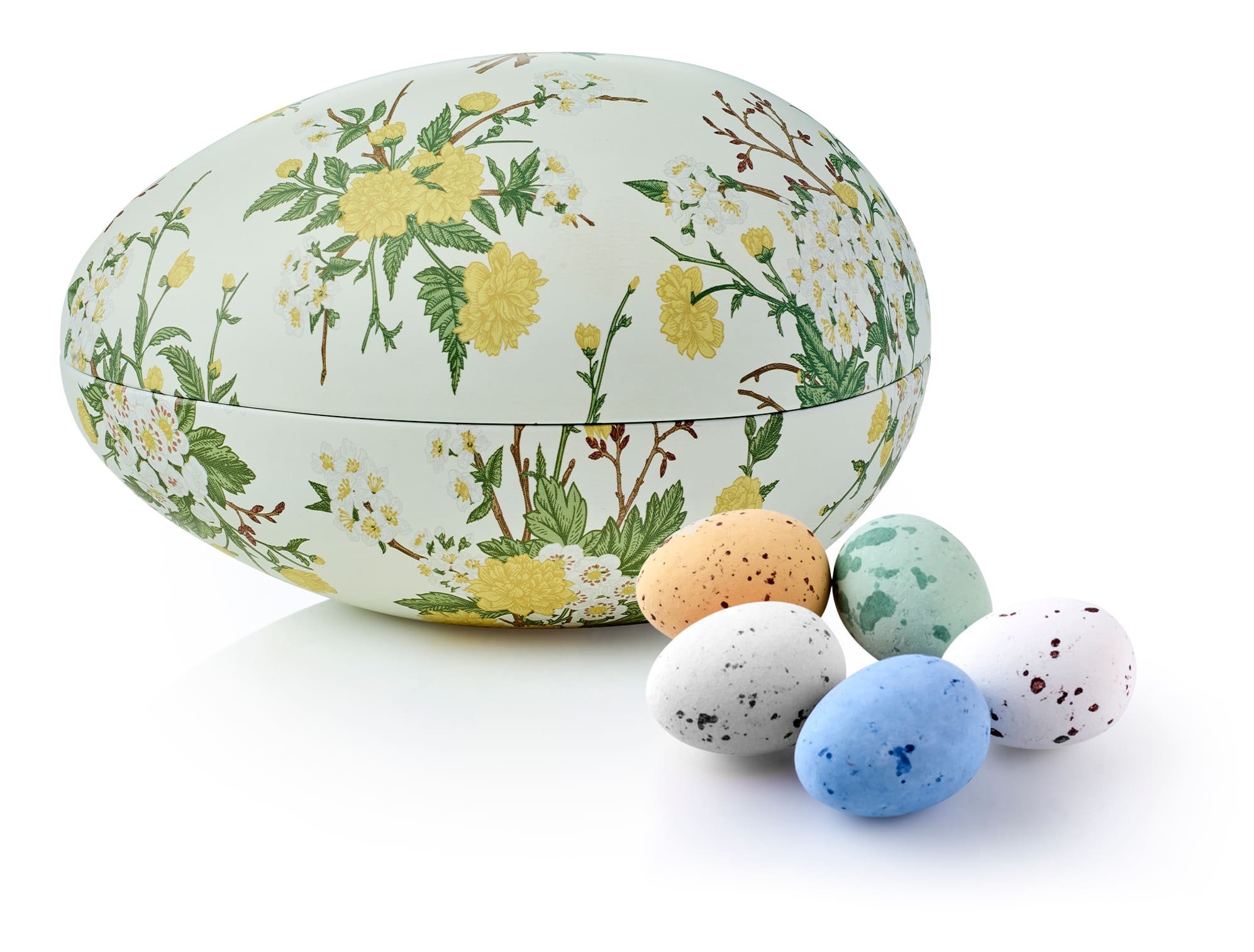 Metal Påskeæg med Belgiske Fugleæg - Gul