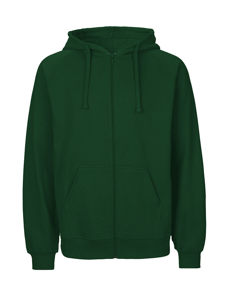 NEUTRAL Zip Hoodie, 100% Økologisk Fairtrade Bomuld - Flaskegrøn