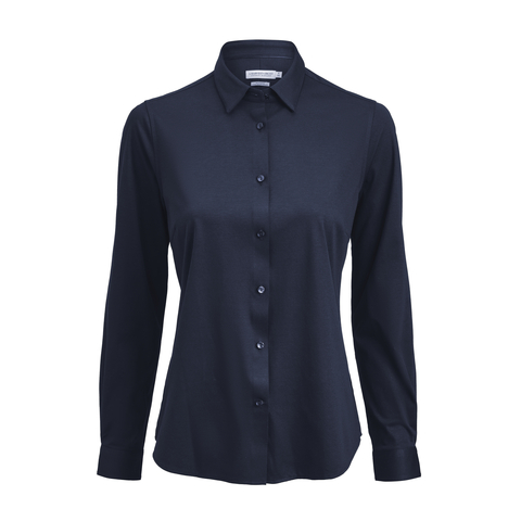 J. HARVEST & FROST IB132 Interlock Knit Contemporary Skjorte - Dame - Navy