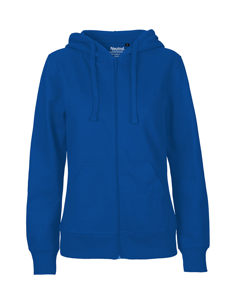 NEUTRAL Dame Zip Hoodie, 100% Økologisk Fairtrade Bomuld - Marineblå