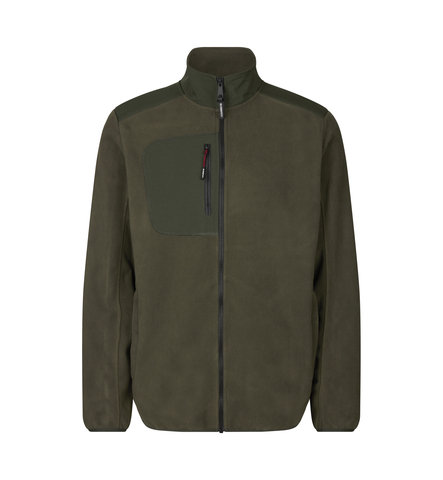 ID Bonded fleecejakke, Herre - Oliven