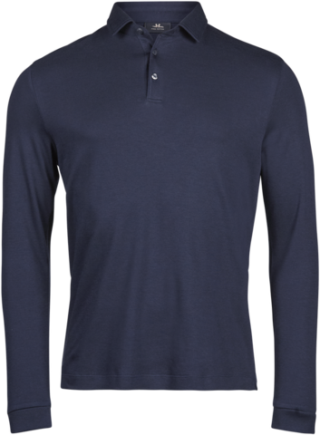 TEE JAYS Pima Cotton Long Sleeve Polo - Navy