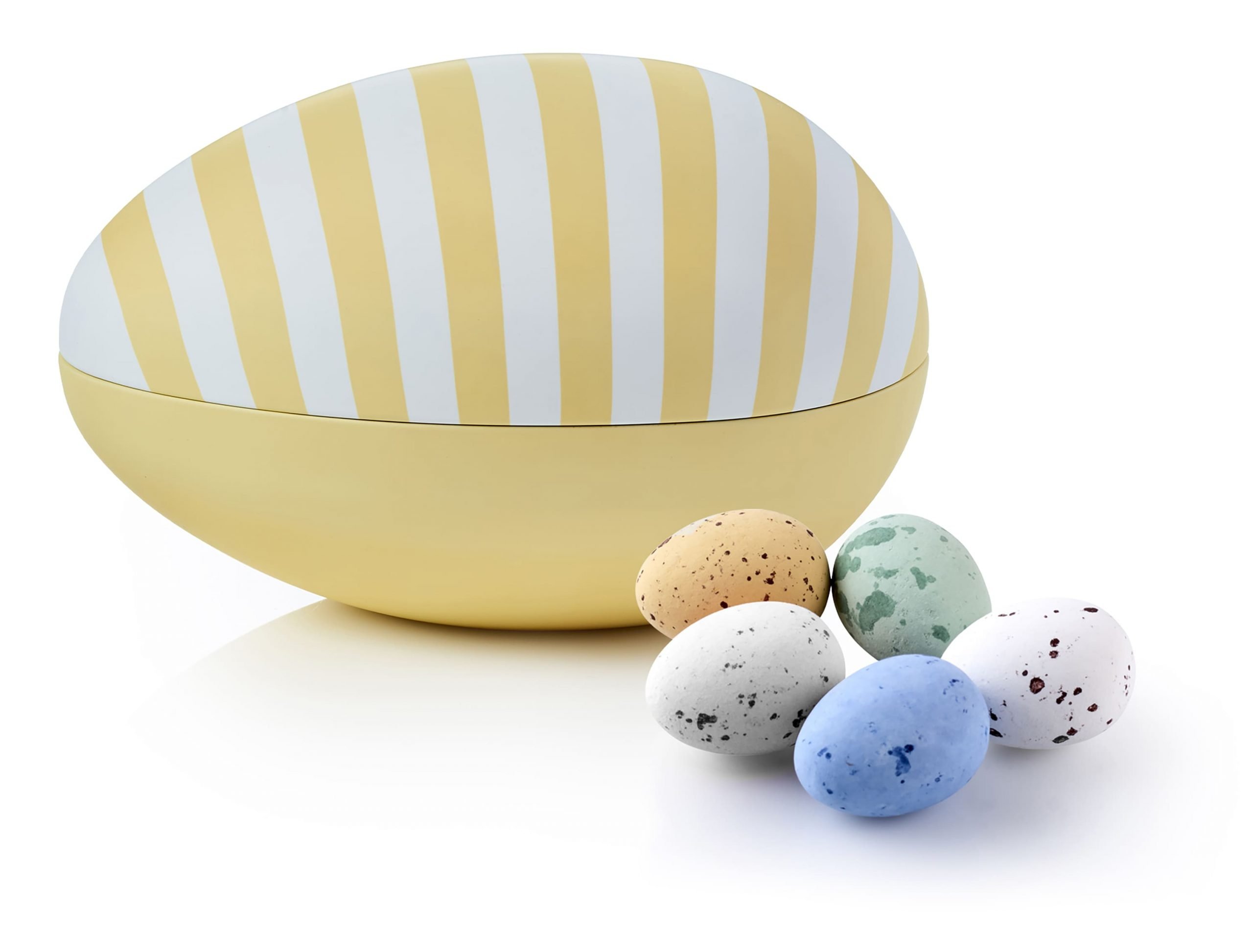 Metal Påskeæg med Belgiske Fugleæg - Lyse Gul