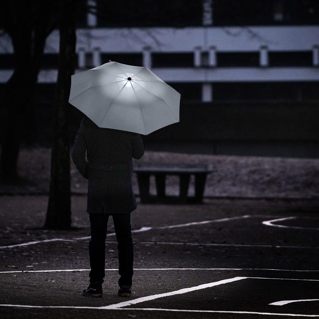 Oversize Taskeparaply FARE® med Led-Lys Skylight® - Grå