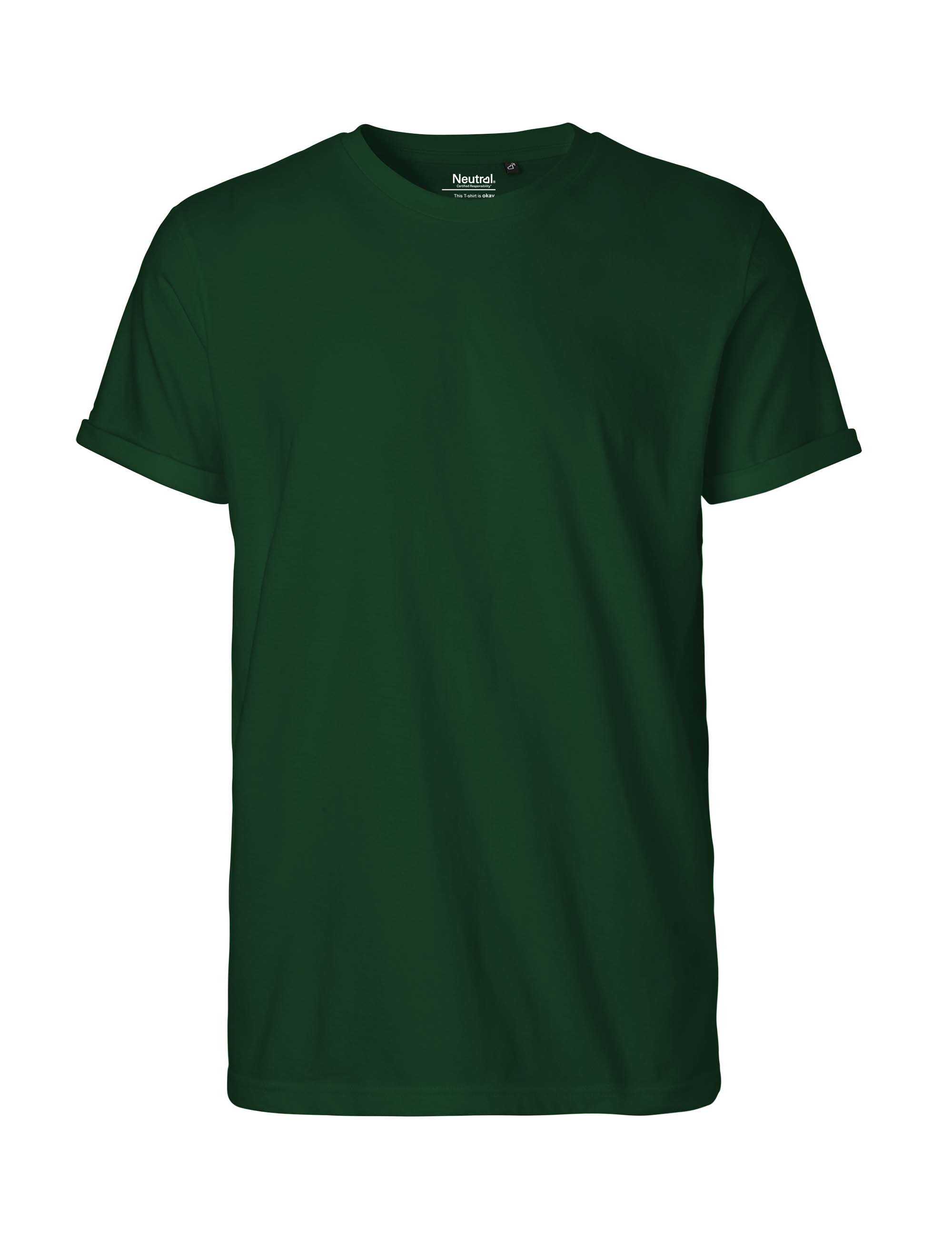 NEUTRAL Roll Up Sleeve T-shirt, 100% Økologisk Fairtrade Bomuld-Flaskegrøn