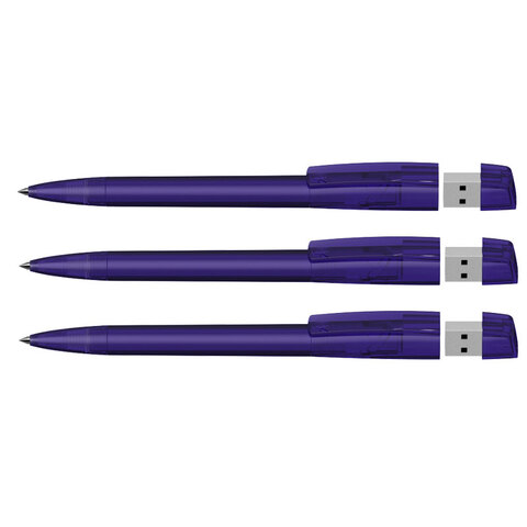 KLIO Pen Transparent med plast tip 4 GB usb stik.-Mørke blå