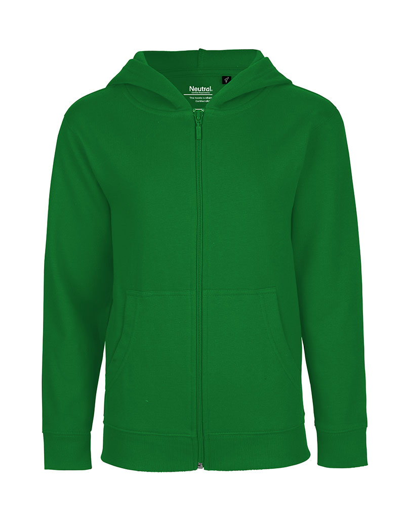 NEUTRAL Zip Hoodie Børn, 100% Økologisk Fairtrade Bomuld-Grøn