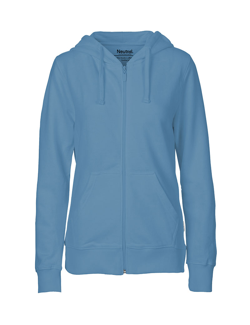 NEUTRAL Dame Zip Hoodie, 100% Økologisk Fairtrade Bomuld-Indigo