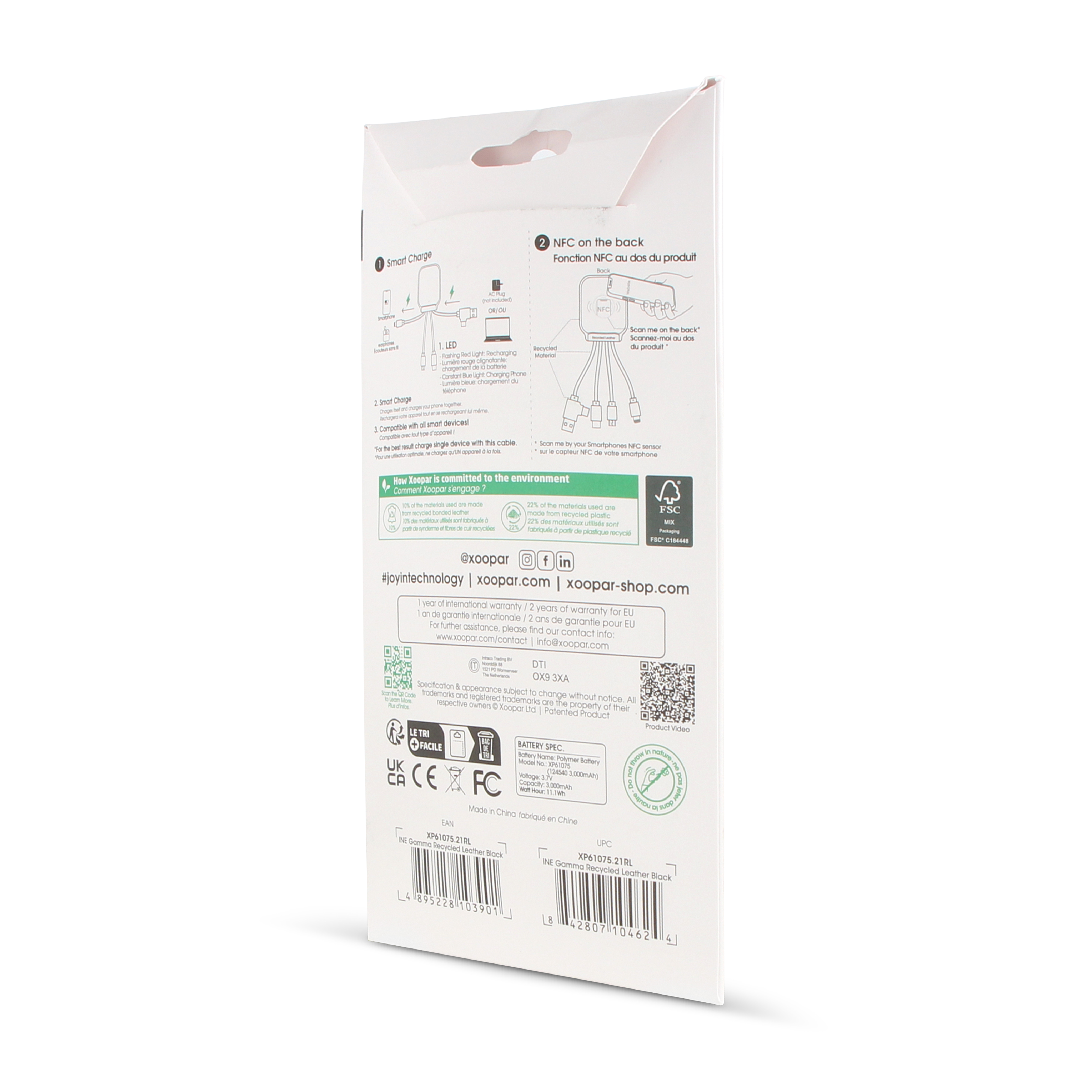 Xoopar Iné Gamma Charging cable og NFC og 3.000mAh Powerbank-