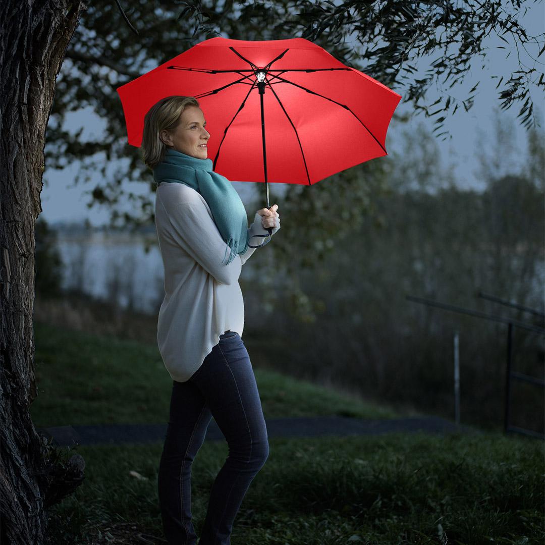 Oversize Taskeparaply FARE® med Led-Lys Skylight®-Rød