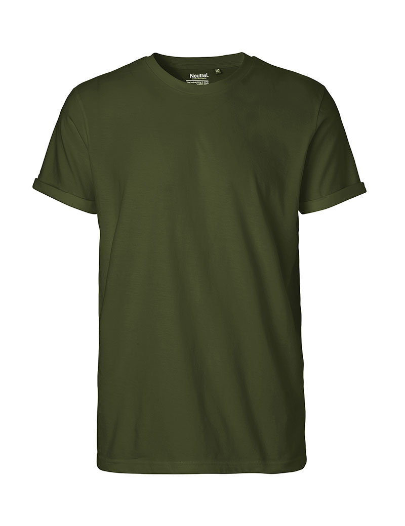 NEUTRAL Roll Up Sleeve T-shirt, 100% Økologisk Fairtrade Bomuld-Militær