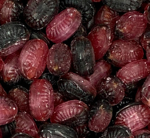 Danske Twistede Logo Bolcher i komposterbar folie-Hindbær-lakrids