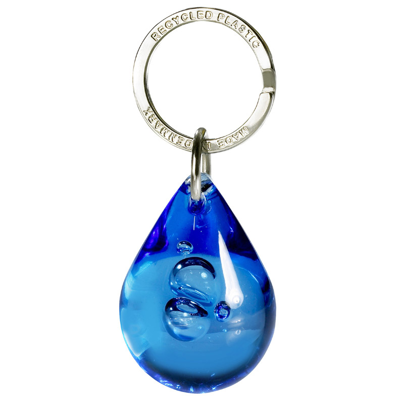 Dråbe Nøglering - Genbrugs Akryl-Blå