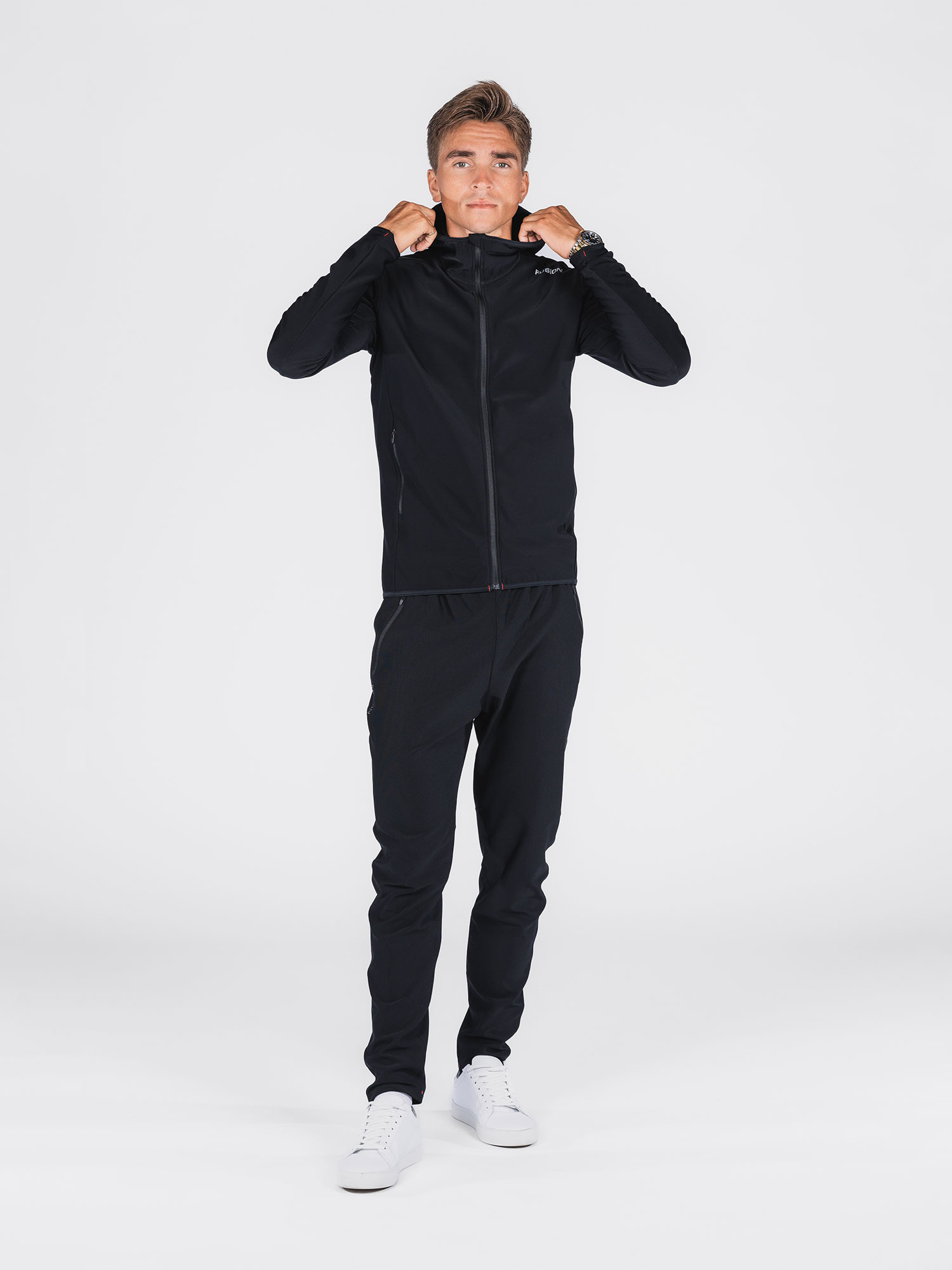 FUSION Recharge Hoodie, Herre-Sort
