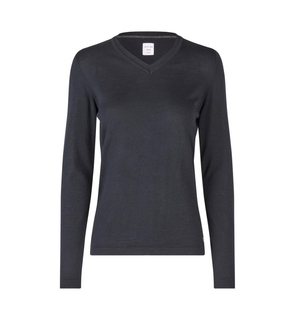 SEVEN SEAS Strik med V-hals, Dame - 50% Uld-Navy