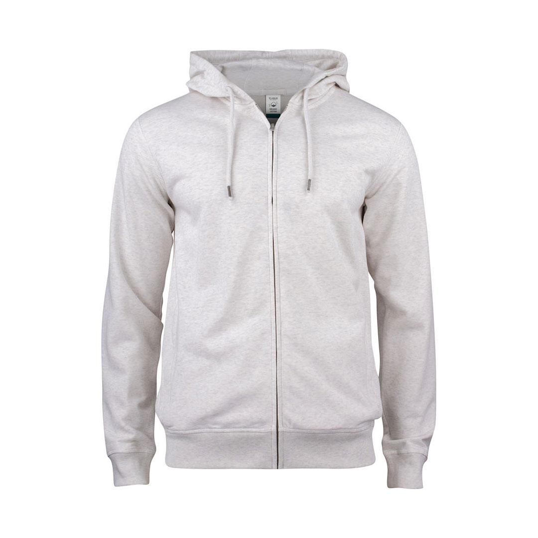 CLIQUE Premium OC Hoody Full Zip Herre - Øko Bomuld-Lysegrå
