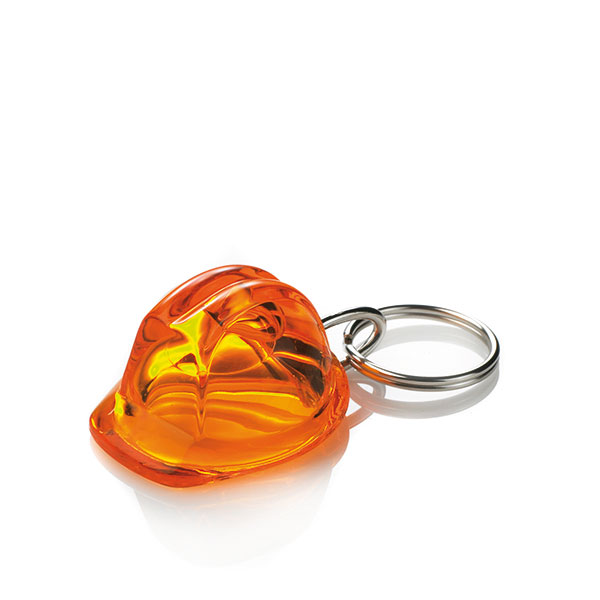 Hjelm nøglering - Genbrugs Akryl-Klar Orange