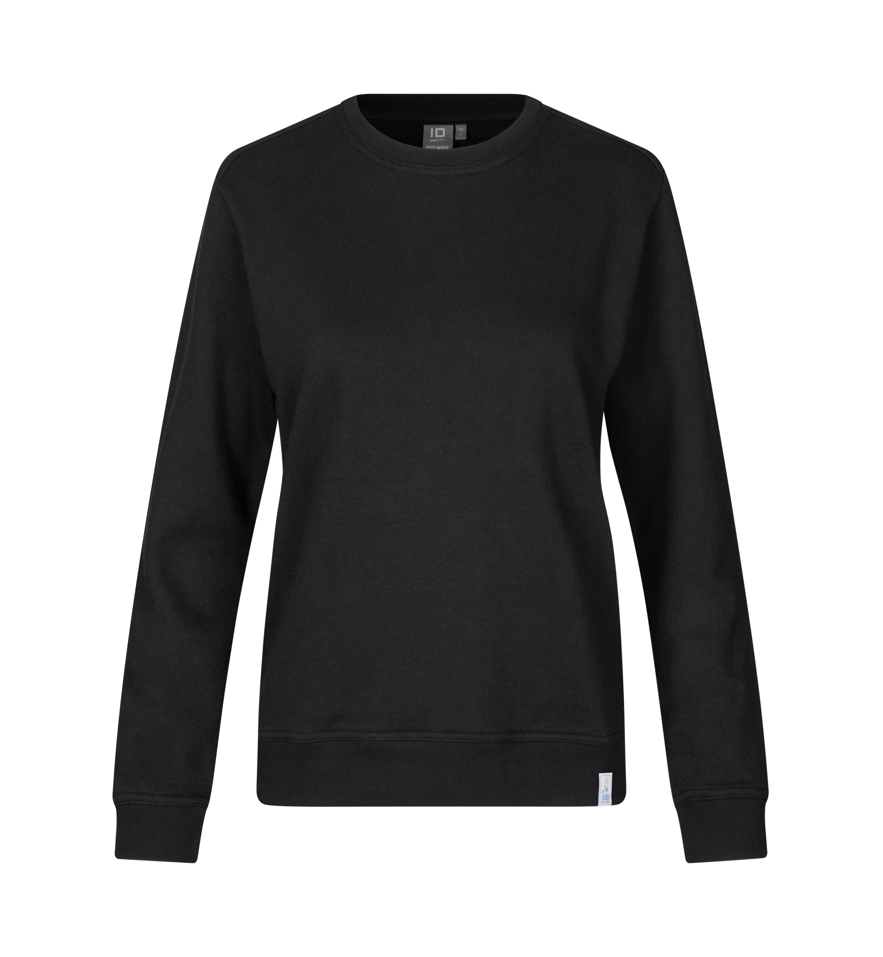 ID PRO Wear CARE sweatshirt I ubørstet, Dame, Genbrugs bomuld-Sort