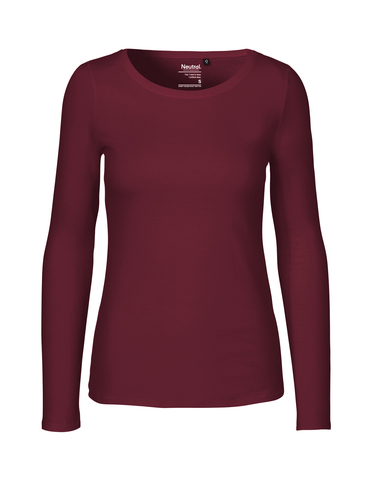 NEUTRAL Langærmet Dame T-shirt, 100% Økologisk Fairtrade Bomuld-Bordeaux Rød