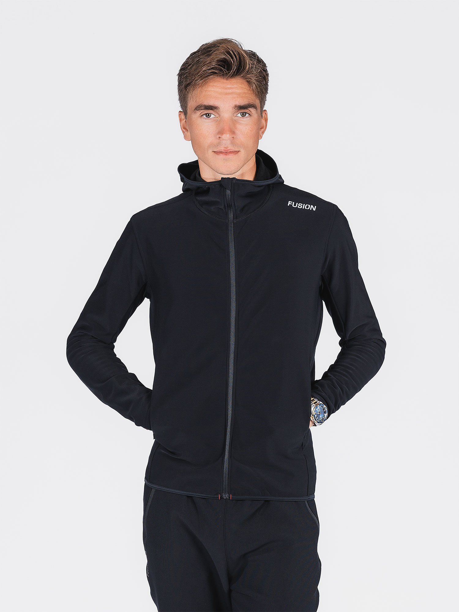 FUSION Recharge Hoodie, Herre-Sort