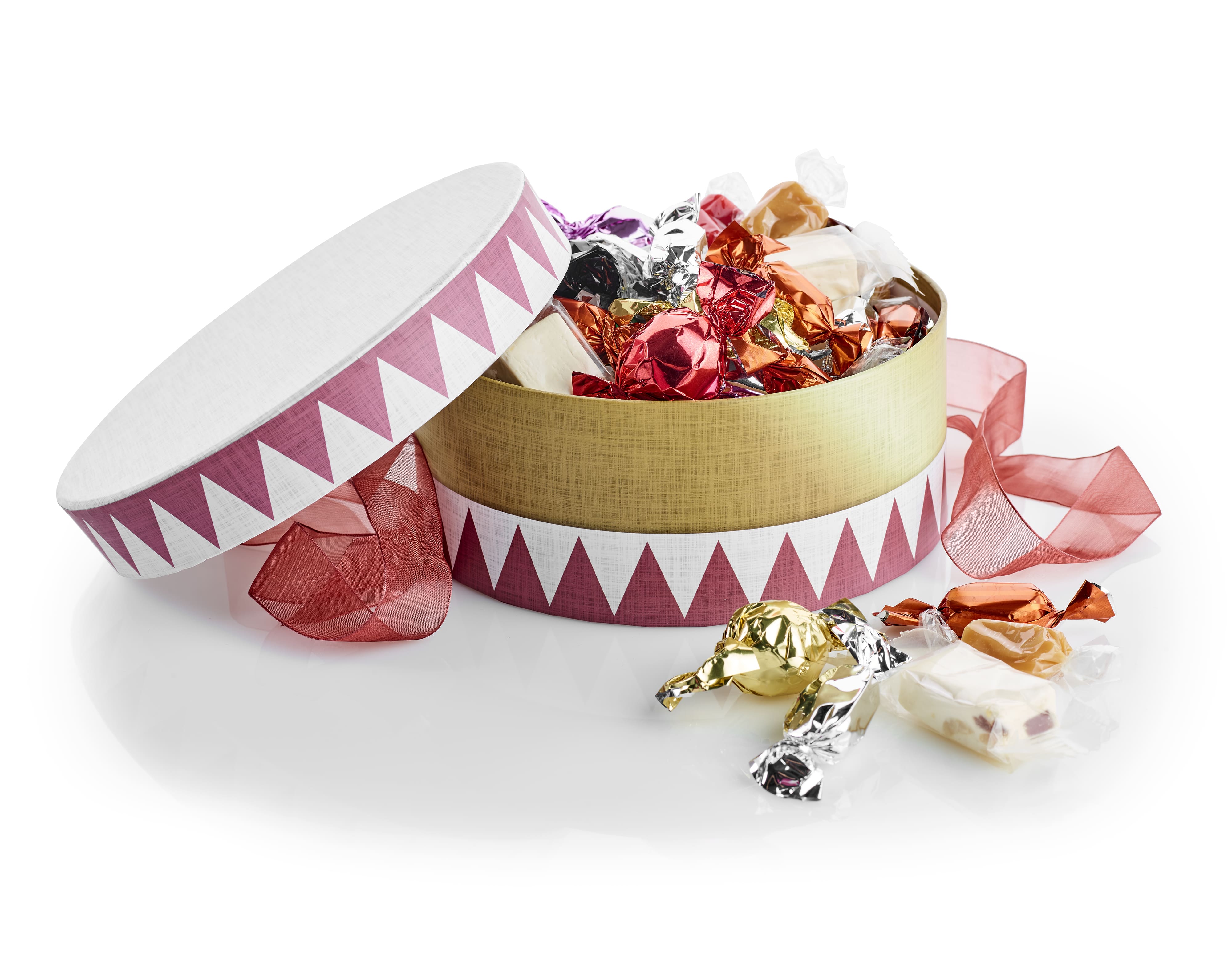 Hatteæske med Julemix, 600 g.-Guld