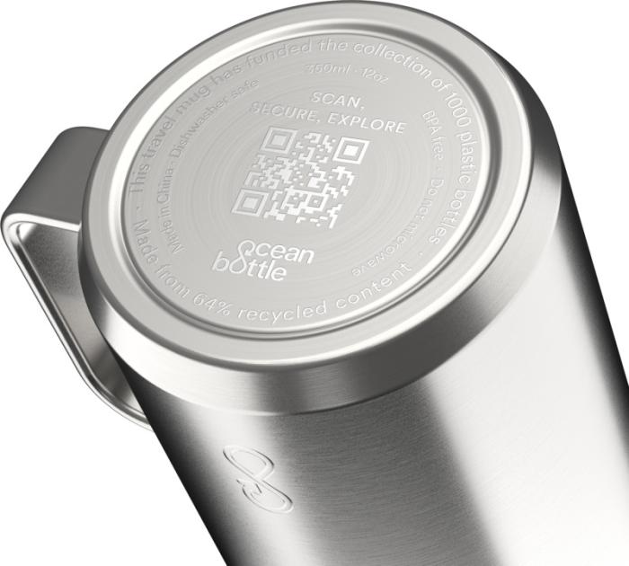 Ocean Bottle 350 ml isoleret rejsekrus - Genbrugs Rustfri Stål-Stål