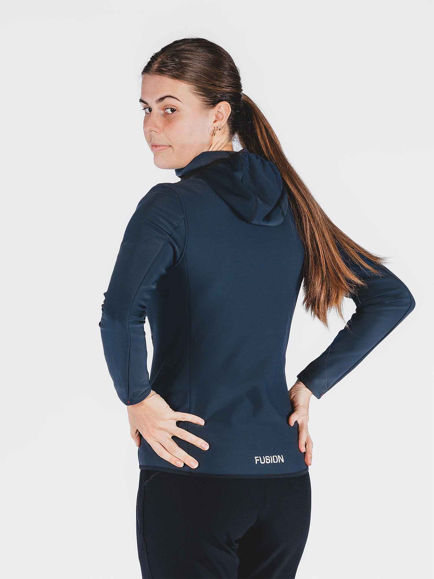 FUSION Recharge Hoodie, Dame-Mørke blå