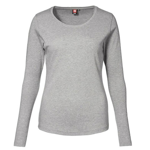 ID Interlock T-shirt Dame - Langærmet-Grå melange