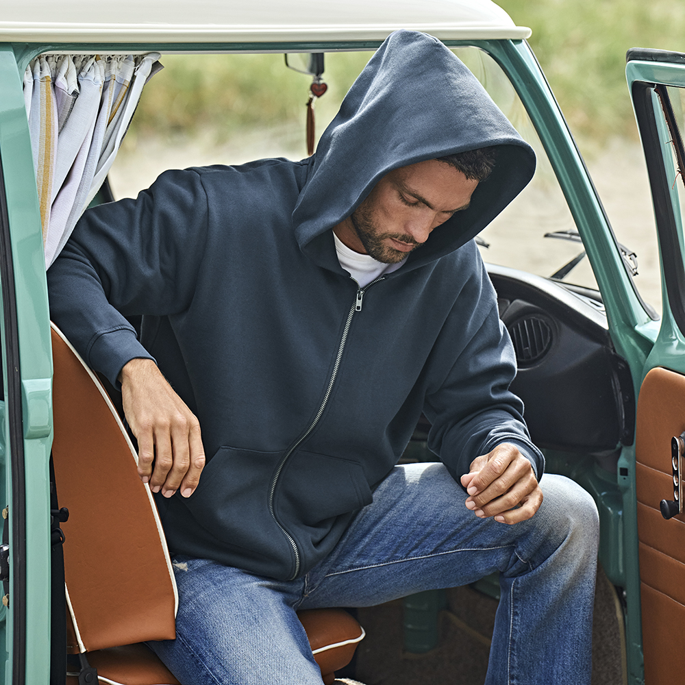 LABELFREE Urban Hooded Full Zip Sweatshirt, Tee Jays - 70% Økologisk Bomuld-Navy