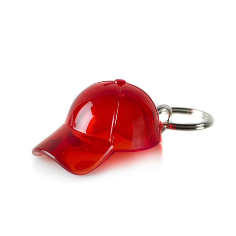 Kasket Nøglering - Genbrugs Akryl-Rød