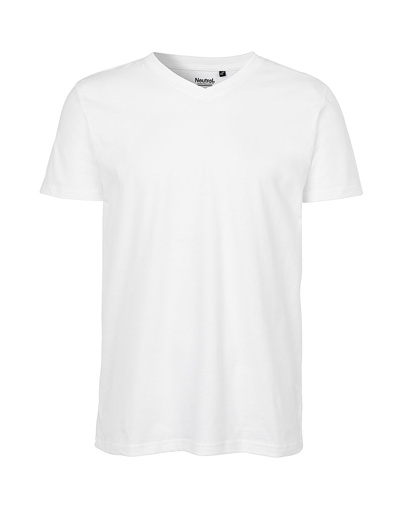 NEUTRAL V-Hals T-shirt, 100% Økologisk Fairtrade Bomuld-Hvid