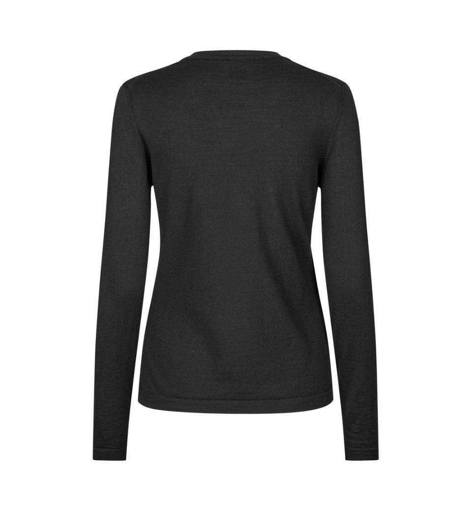 SEVEN SEAS Strik med V-hals, Dame - 50% Uld-Sort